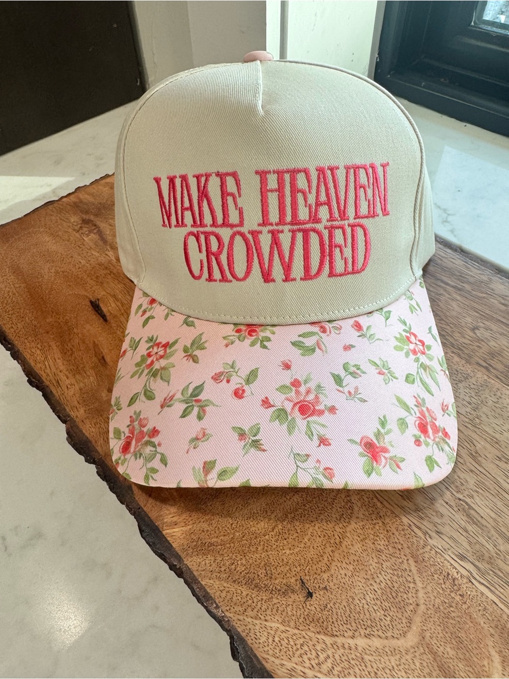 Make Heaven Crowded Pink Floral Baseball Cap